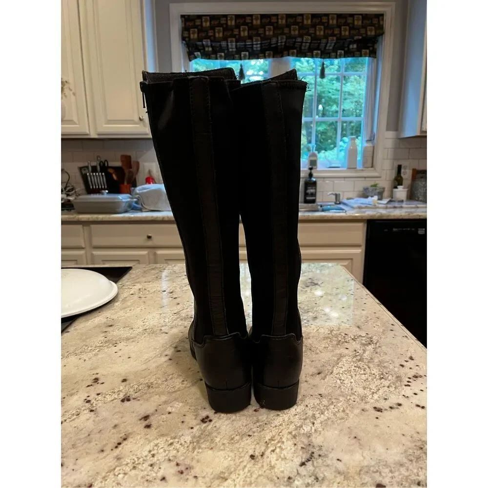 Report Black Faux Leather Back Stretch Studded Riding Boots sz 6 EUC - Picture 4 of 7